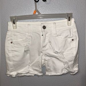 White Denim Distressed Jean Shorts